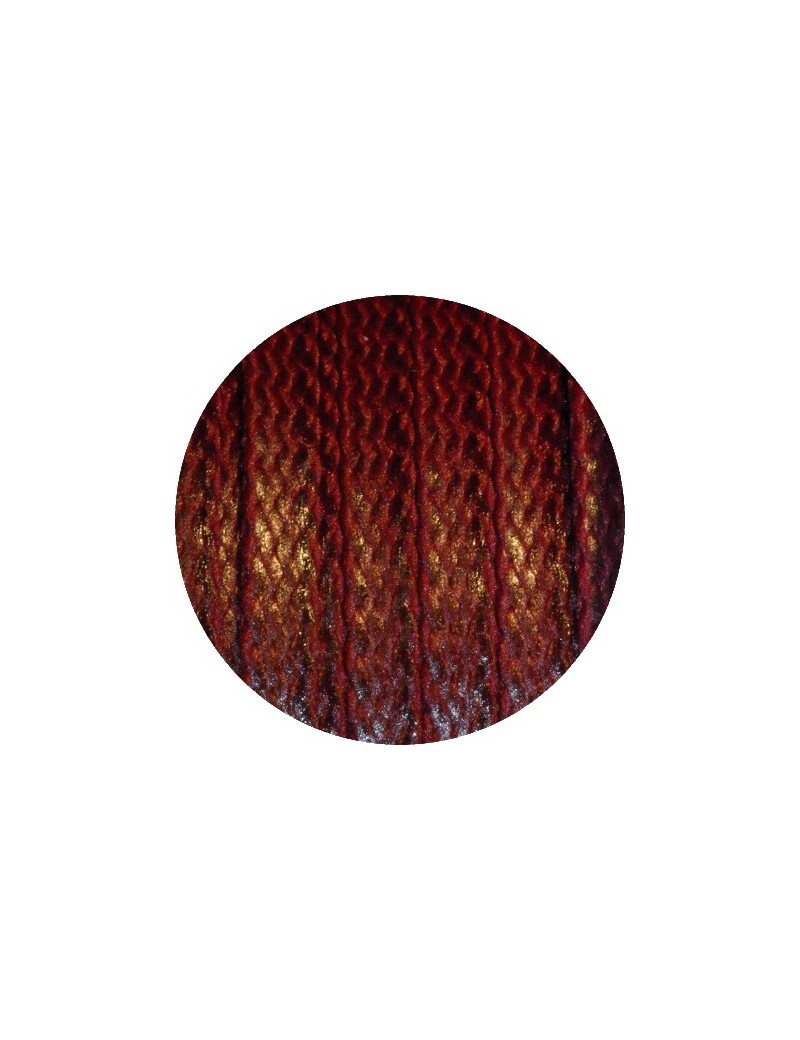 Tresse plate aspect cuir de couleur bordeaux-vente au cm