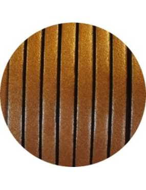 Cordon de cuir plat 5x2mm ocre métallique-vente au cm
