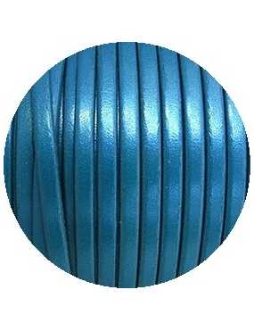 Cordon de cuir plat 5x2mm bleu nacre-vente au cm