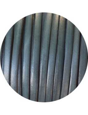 Cordon de cuir plat 5x2mm bleu gris-vente au cm