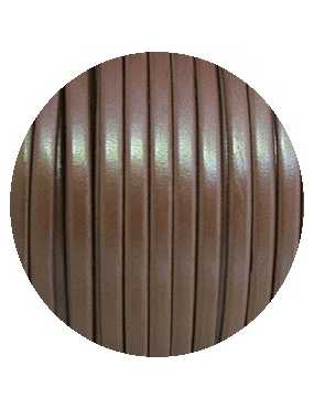 Cordon de cuir plat 5x2mm marron nacre-vente au cm