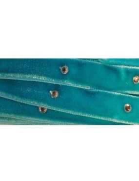 Ruban velours strass bleu de vendu au cm-10mm