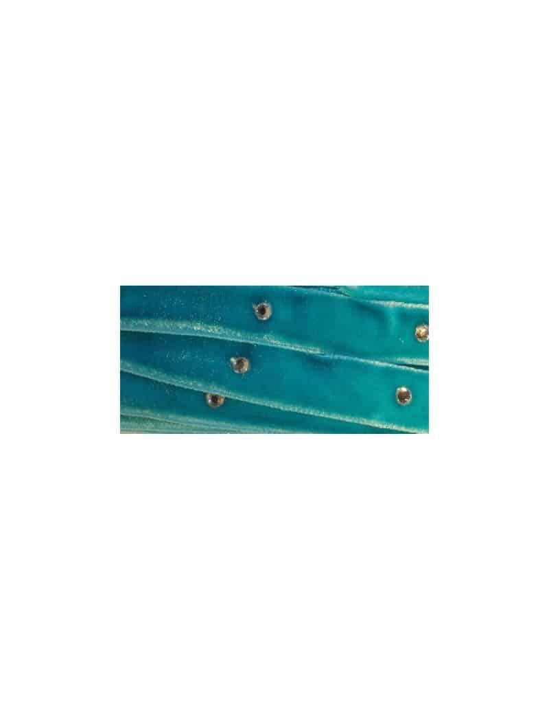 Ruban velours strass bleu de vendu au cm-10mm