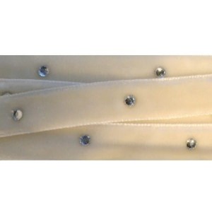 Ruban velours strass blanc de vendu au cm-10mm