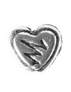 Perle coeur en metal couleur argent tibetain sans plomb et sans nickel-7mm