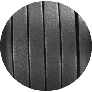 Cordon de cuir plat de 10mm argent fonce-vente au cm