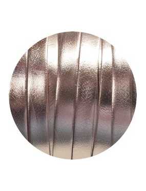 Cordon de cuir plat de 10mm argent brillant vendu au mètre