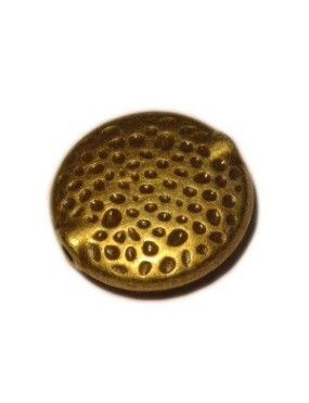 Perle lentille martelée en métal couleur bronze