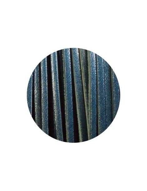 Lacet de cuir carré bleu français de 3mm-vente au cm