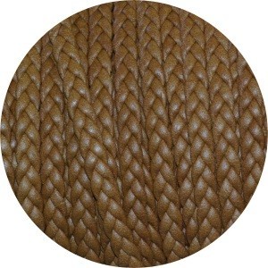Cordon de cuir plat tresse 5mm marron clair-vente au cm