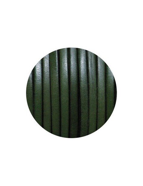 Cordon de cuir plat 5mm vert militaire vendu au metre