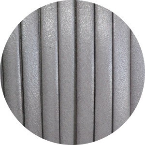 Cordon de cuir plat 5mm gris clair vendu au metre