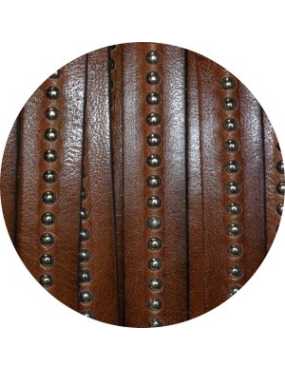Cordon de cuir plat 10mm brun a billes-vente au cm