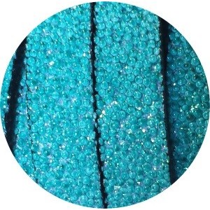 Lacet fantaisie plat 10mm effet caviar bleu-vente au cm