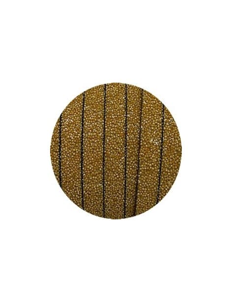 Lacet fantaisie plat 10mm effet caviar or-vente au cm