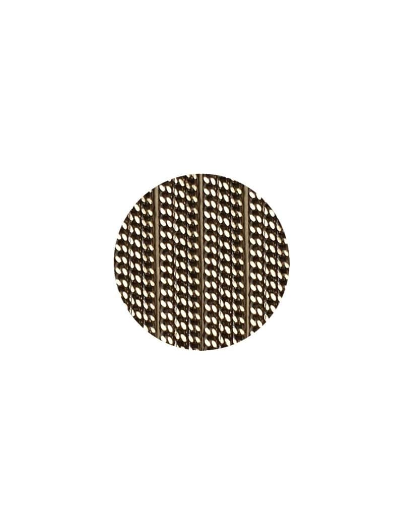 Cordon de cuir plat 6mm recouvert de 3 chainettes-vente au cm