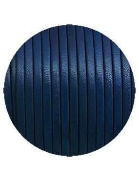 Cordon de cuir plat 3mm de couleur bleu soutenu-vente au cm