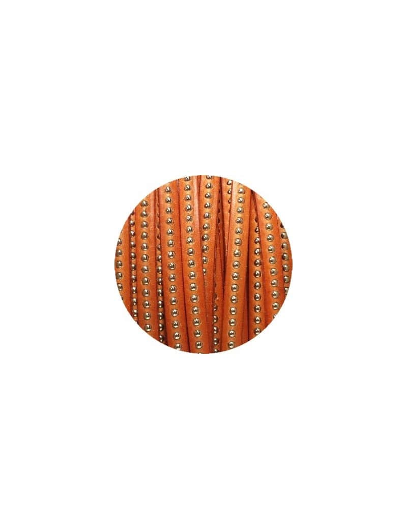 Cordon de cuir plat 6mm orange a billes-vente au cm