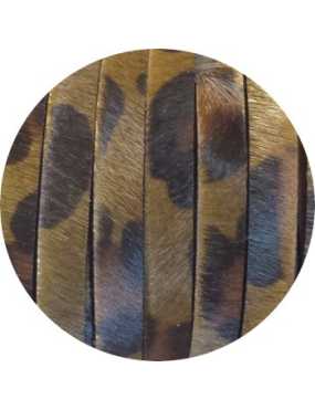 Lacet de peau avec poils camouflage vert-10mm