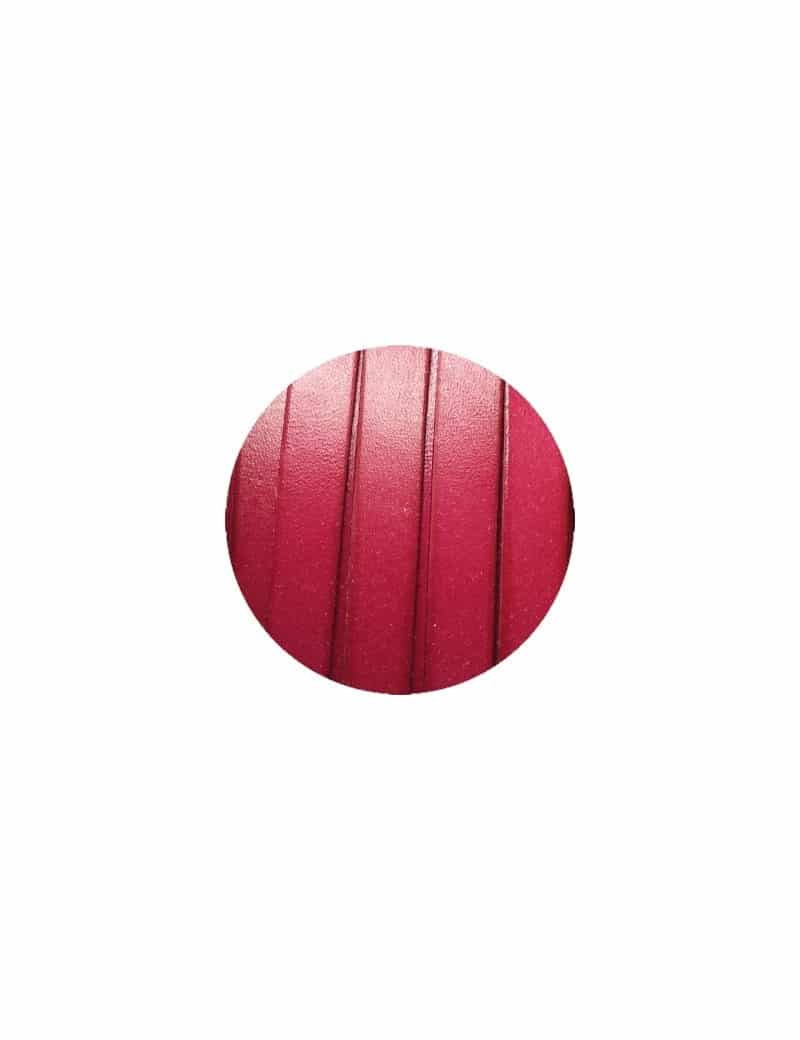 Cordon de cuir plat 10mm de couleur fuchsia classic-vente au cm