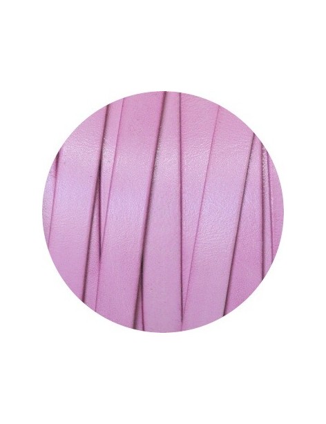 Cordon de cuir plat de 10mm rose layette vendu au metre