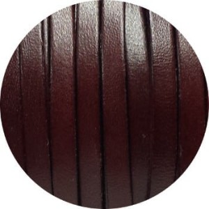 Cordon de cuir plat 6mm x 2mm de couleur bordeaux-vente au cm
