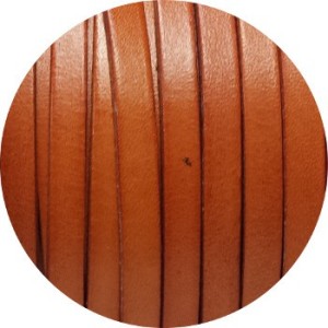 Cordon de cuir plat 6mm x 2mm de couleur orange-vente au cm