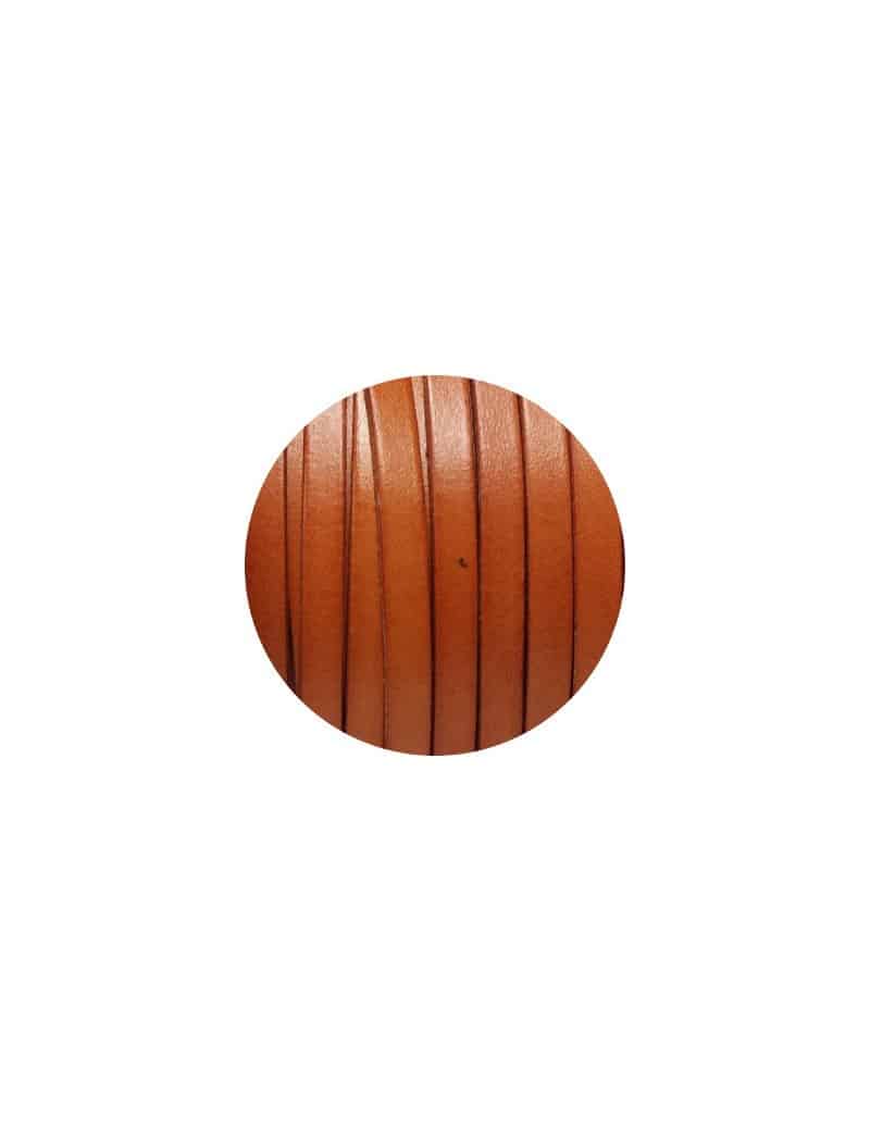 Cordon de cuir plat 6mm x 2mm de couleur orange-vente au cm