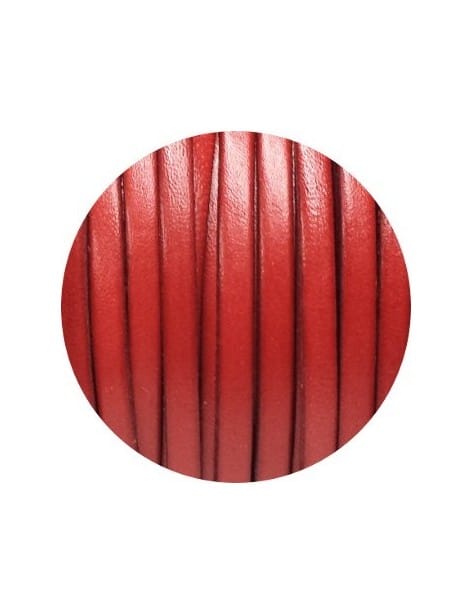 Cordon de cuir plat 6mm x 2mm de couleur corail-vente au cm