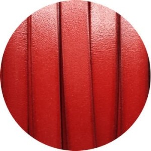 Cordon de cuir plat de 10mm rouge version 2 vendu au metre