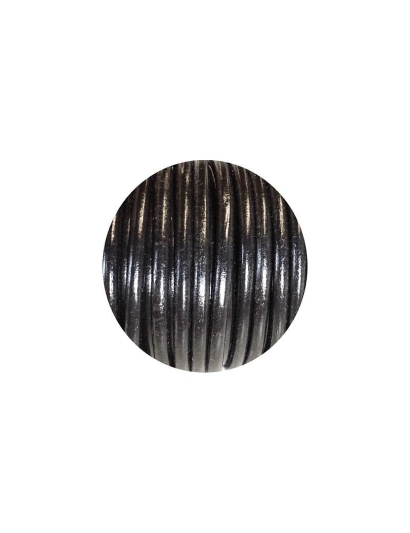 Lacet de cuir rond noir Espagne-4.5mm