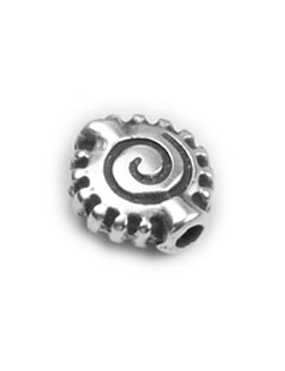 Perle lentille gravure spirale en placage argent-10mm