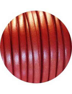 Cordon de cuir plat 5x2mm rouge nacre-vente au cm