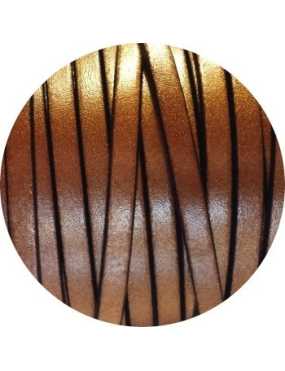 Cordon de cuir plat 5x2mm bronze nacre-vente au cm