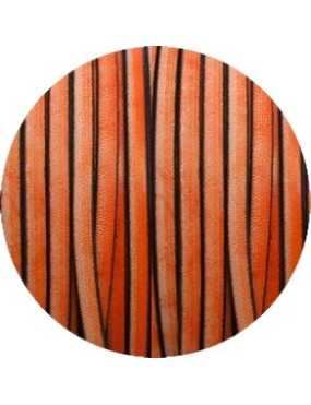 Cordon de cuir plat vintage 5mm couleur orange-vente au cm