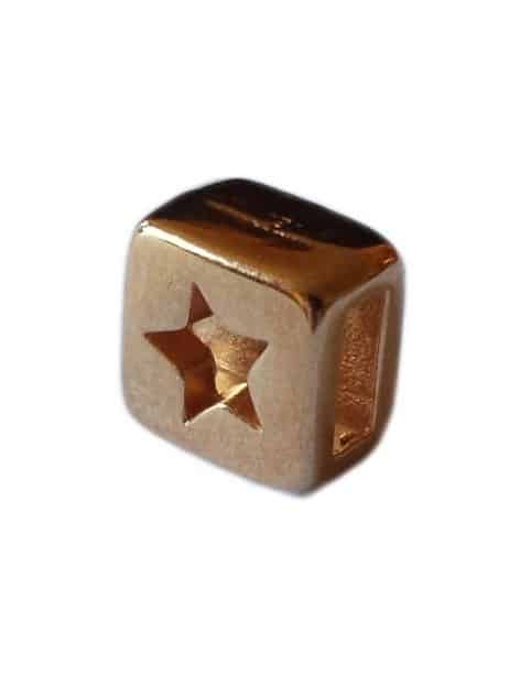 Passant carré avec une étoile pour lacet plat de cuir de 5mm