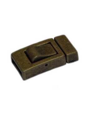 Fermoir clip lisse plat bronze pour cuir plat de 13mm