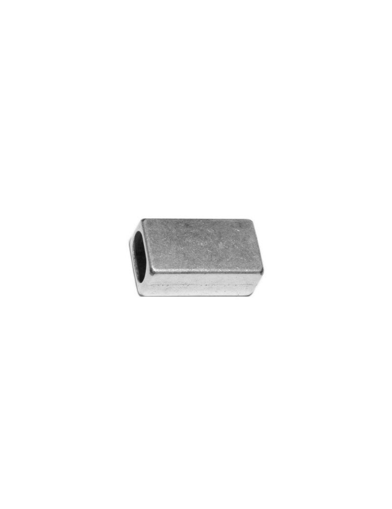 Grande perle tube carrée lisse placage argent-23mm