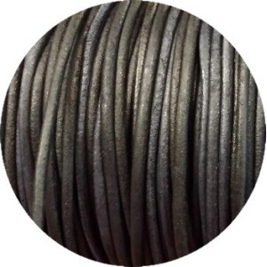Cordon de cuir rond couleur noir brut-3mm-Espagne