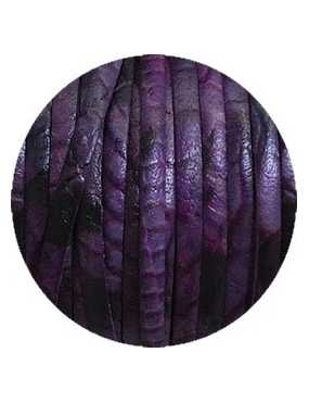 Cuir plat 5mm fantaisie en relief tons violet noir-vente au cm