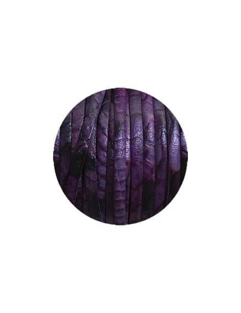 Cuir plat 5mm fantaisie en relief tons violet noir-vente au cm