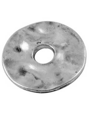 Perle disque plat ondule couleur argent tibetain-17mm
