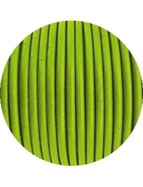 Cordon de cuir rond de couleur vert anis-2mm-Espagne