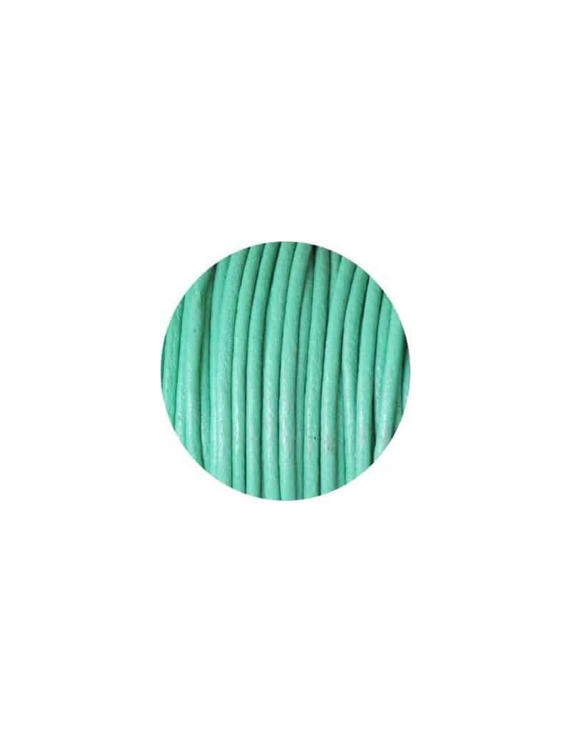 Cordon de cuir rond vert emeraude-2mm-Espagne