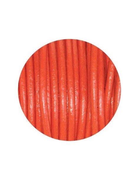 Cordon de cuir rond orange vif-2mm-Espagne