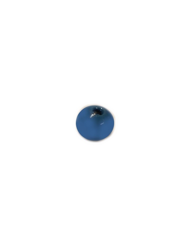 Perle ronde en ceramique de couleur bleu gris-12mm