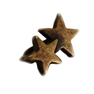 Passant double étoile placage bronze pour cuir plat de 10mm