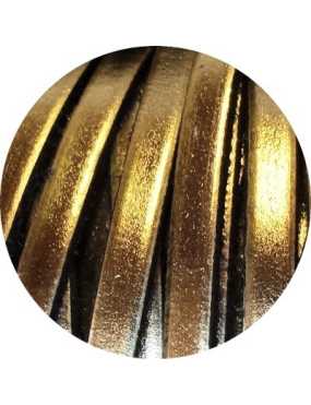 Cordon de cuir plat 5mm couleur or-vente au cm