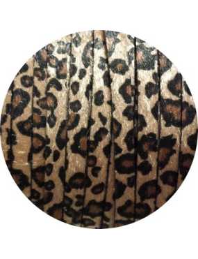 Laniere de cuir plat leopard avec poils synthétiques 8mm-vente au cm