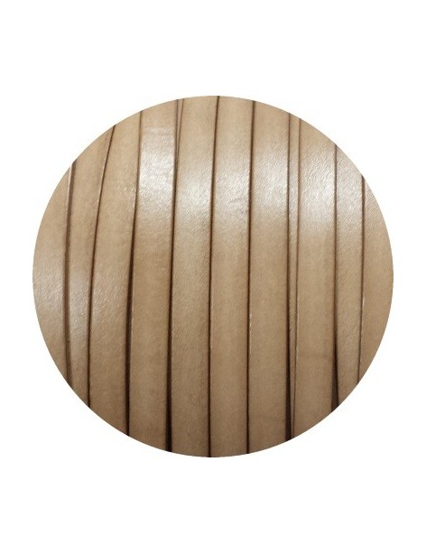 Cordon de cuir plat de 10mm beige vendu au metre